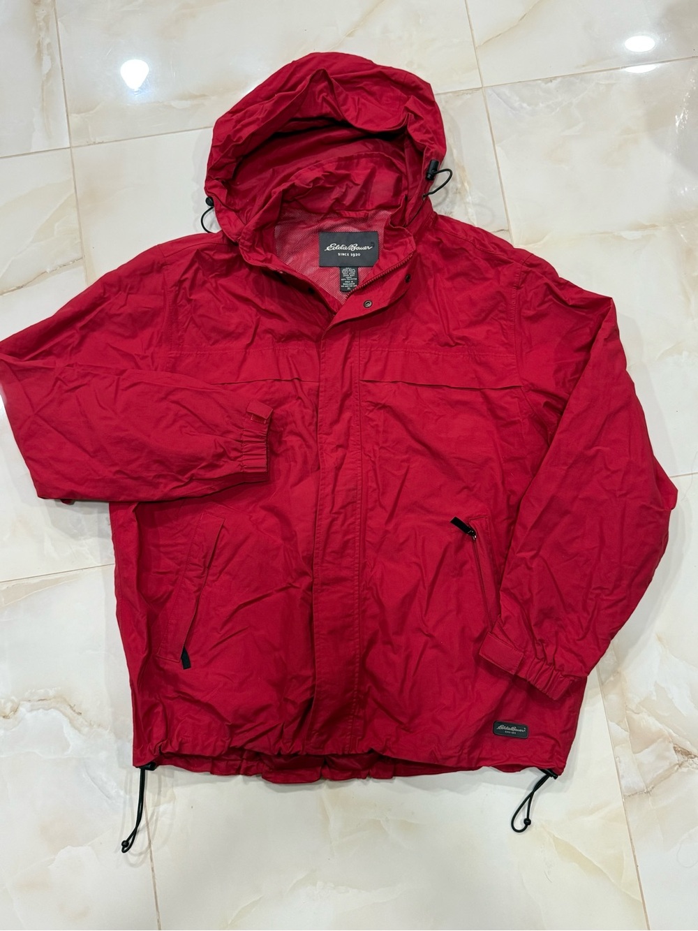 Eddie Bauer Bright Red Hooded Raincoat